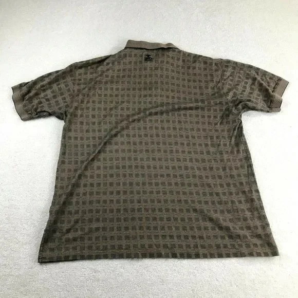 Pebble Beach Polo Shirt Mens XL Brown Checkered Short Sleeve Pullover 3 Button - Picture 3 of 7